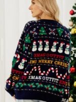 Christmas Tree Snowman Sequined Sweater