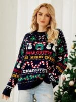 Christmas Tree Snowman Sequined Sweater