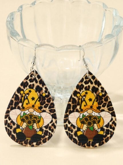 Christmas bee leopard earrings