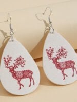 Christmas elk floral leather earrings