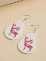 Christmas elk floral leather earrings