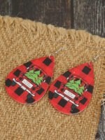 Christmas plaid car leather earrings