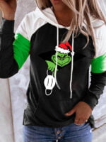 Christmas print hooded thin sweatshirt