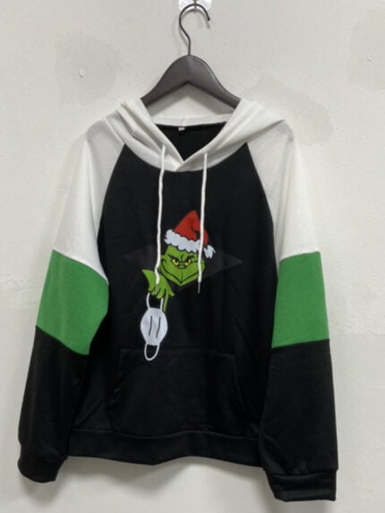 Christmas print hooded thin sweatshirt