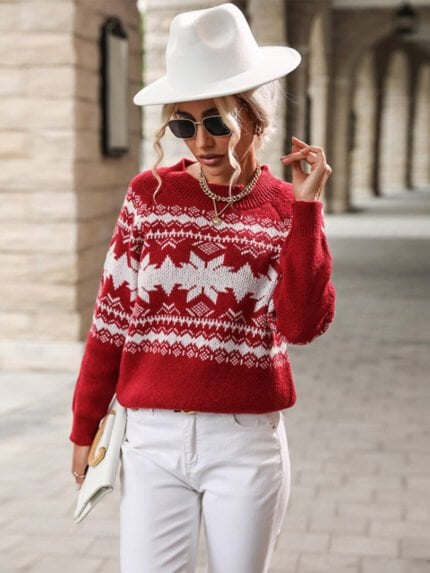 Christmas red snowflake sweater