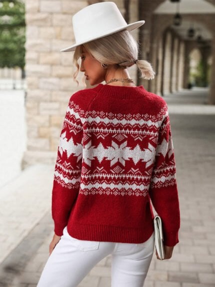 Christmas red snowflake sweater