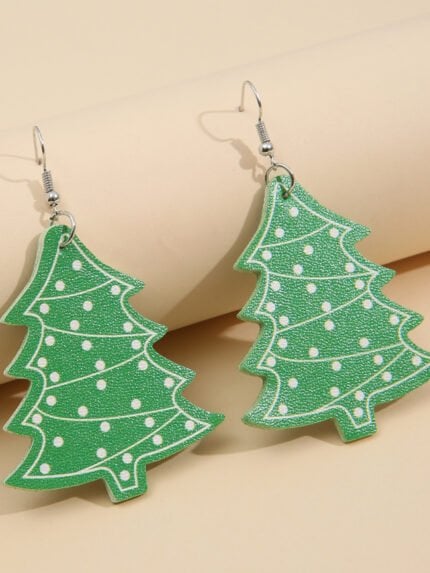 Christmas tree leather Earrings