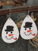 Christmas water drop snowman earrings