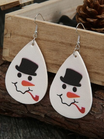 Christmas water drop snowman earrings