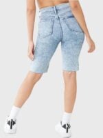 Classic Water Ripped Mid-Rise Elastic Jeans Shorts