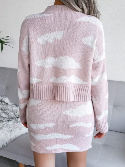 Cloud Knitted Sweater Skirt Two-piece Set