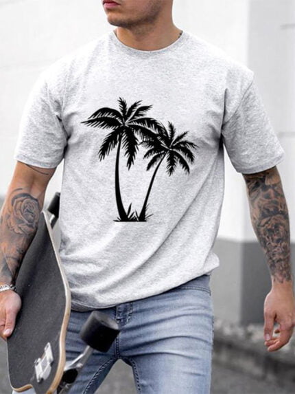 Coconut Tree Print Short Sleeve T-Shirt