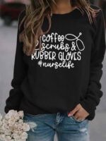 Coffee letter print crew neck top