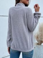 Color Block Half Turtleneck Fleece Sweatshirt