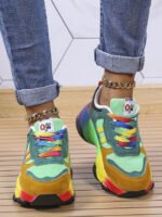 Color Block Lace Up Front Chunky Sneakers