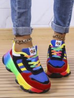 Color Block Lace Up Front Chunky Sneakers