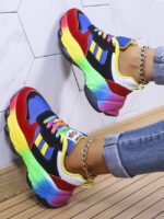 Color Block Lace Up Front Chunky Sneakers