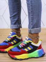 Color Block Lace Up Front Chunky Sneakers