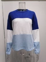 Color Block Lantern Sleeve Pullover Sweater