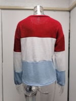 Color Block Lantern Sleeve Pullover Sweater