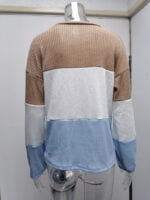 Color Block Lantern Sleeve Pullover Sweater