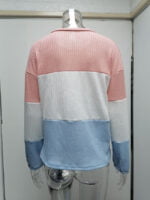 Color Block Lantern Sleeve Pullover Sweater