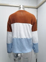 Color Block Lantern Sleeve Pullover Sweater