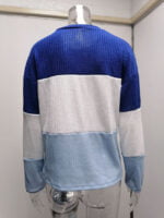 Color Block Lantern Sleeve Pullover Sweater