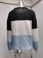 Color Block Lantern Sleeve Pullover Sweater