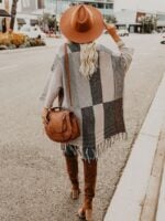 Color Block Loose Fringed Knit Cardigan