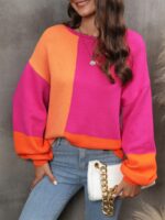 Color Block Panel Loose Sweater