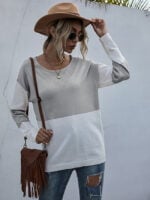 Color Block Splicing Knitted Pullover Sweater