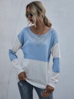 Color Block Splicing Knitted Pullover Sweater