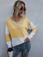 Color Block Splicing Knitted Pullover Sweater