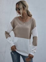 Color Block Splicing Knitted Pullover Sweater