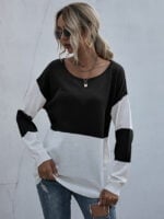 Color Block Splicing Knitted Pullover Sweater