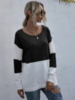 Color Block Splicing Knitted Pullover Sweater