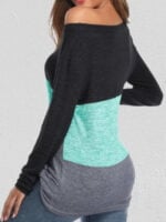 Color Block Twisted Crew Neck Long-sleeve Top