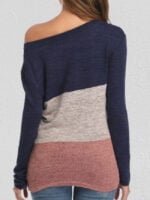 Color Block Twisted Crew Neck Long-sleeve Top