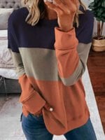 Color Blocked Casual Long Sleeve Top