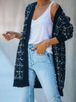 Color Plaid Open Front Cardigan