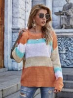 Color-block crew-neck knitted sweater