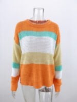 Color-block crew-neck knitted sweater