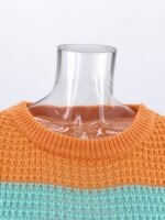 Color-block crew-neck knitted sweater