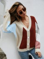 ColorBlock Stitching Sweater Cardigan