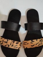 Colorblock Animal Print Flat Sandals