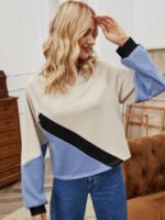 Colorblock Loose Hooded Thin Top