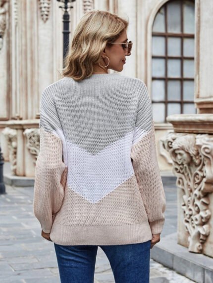 Colorblock Stitching Knit Sweater