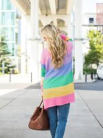 Colorblock Striped Pocket Casual Cardigan