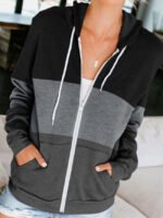 Colorblock Zipper Pocket Hooded Jacket